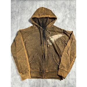 Pollution Hoodie Brown with Wing Graphic